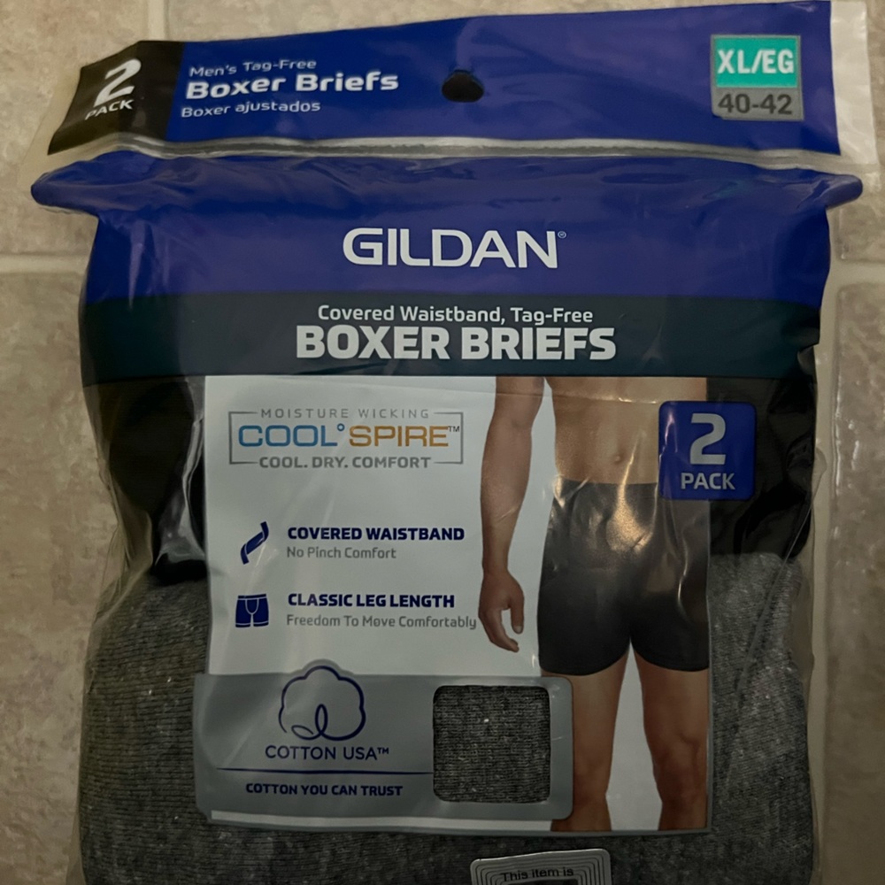 New Gildan Men’s Covered Waistband, Tagless Boxer Briefs 2 per pk.🔥3 pks/$18 - Picture 3 of 5